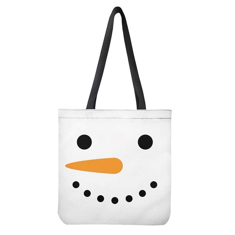 Snowman Face Print Tote Bag