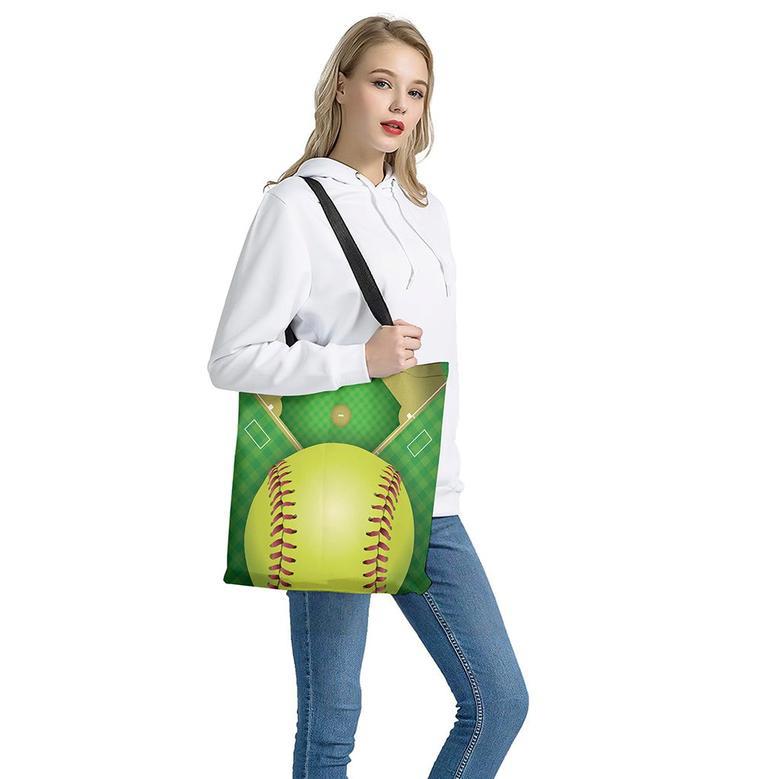 Softball Field And Ball Print Tote Bag