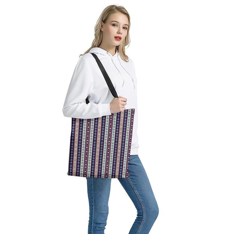 Southwestern Stripe Pattern Print Tote Bag