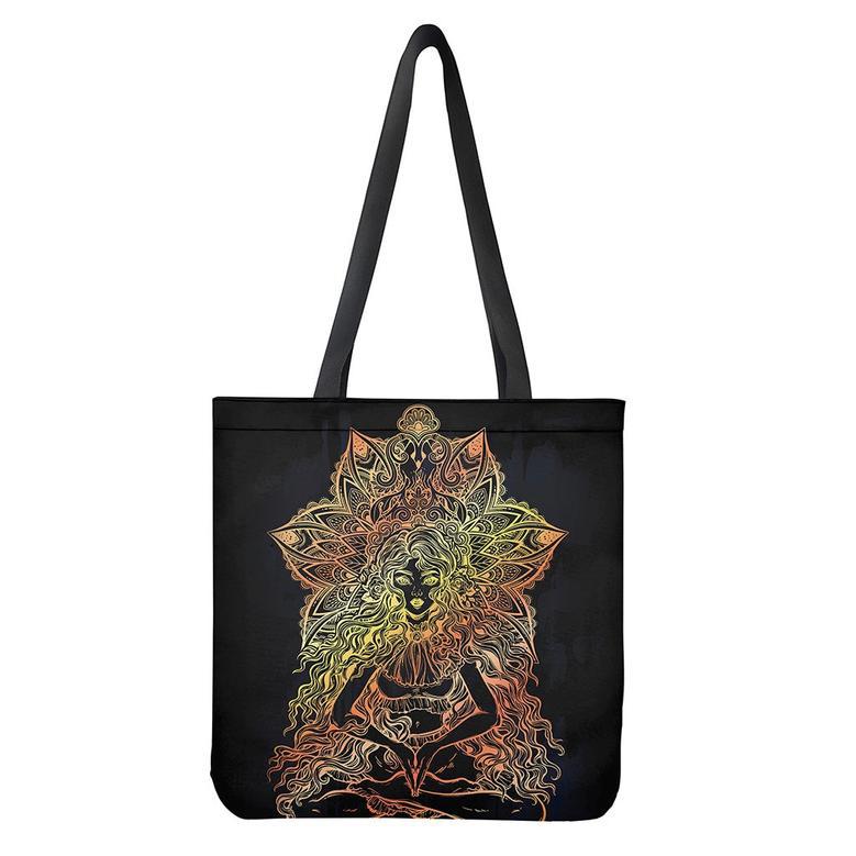 Spiritual Girl Mandala Print Tote Bag