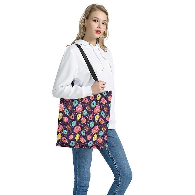 Sprinkles Donut Pattern Print Tote Bag