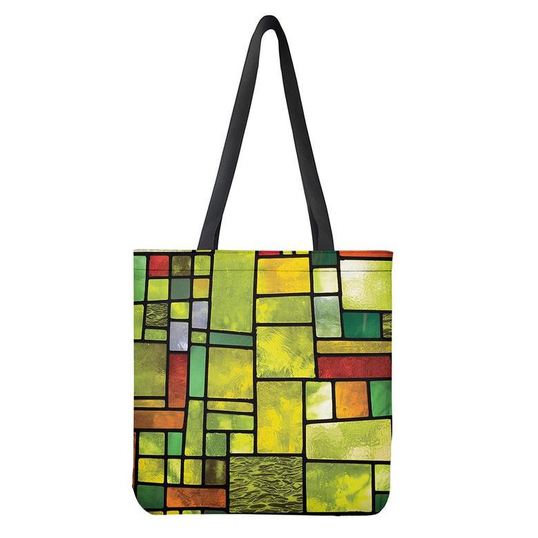 Square Stained Glass Mosaic Print Tote Bag