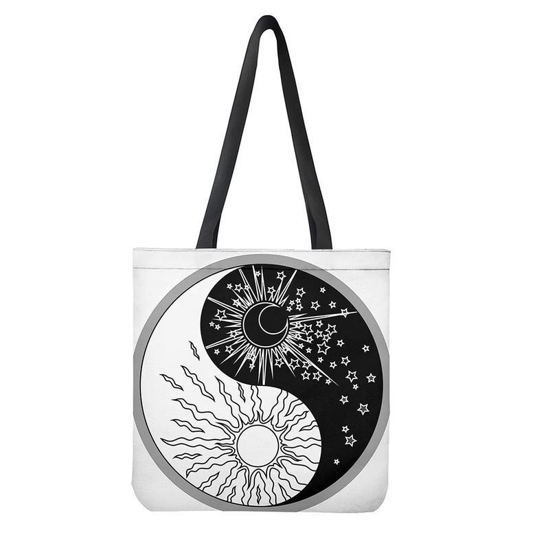 Sun And Moon Yin Yang Print Tote Bag