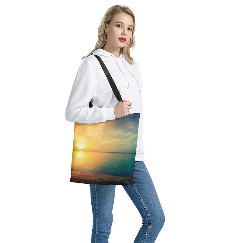 Sunrise Beach Print Tote Bag