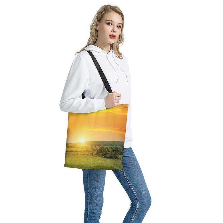 Sunrise Field Print Tote Bag