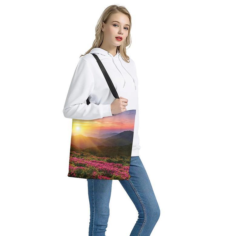 Sunrise Mountain Print Tote Bag