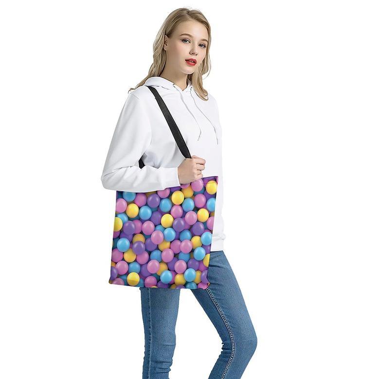 Sweet Candy Ball Pattern Print Tote Bag