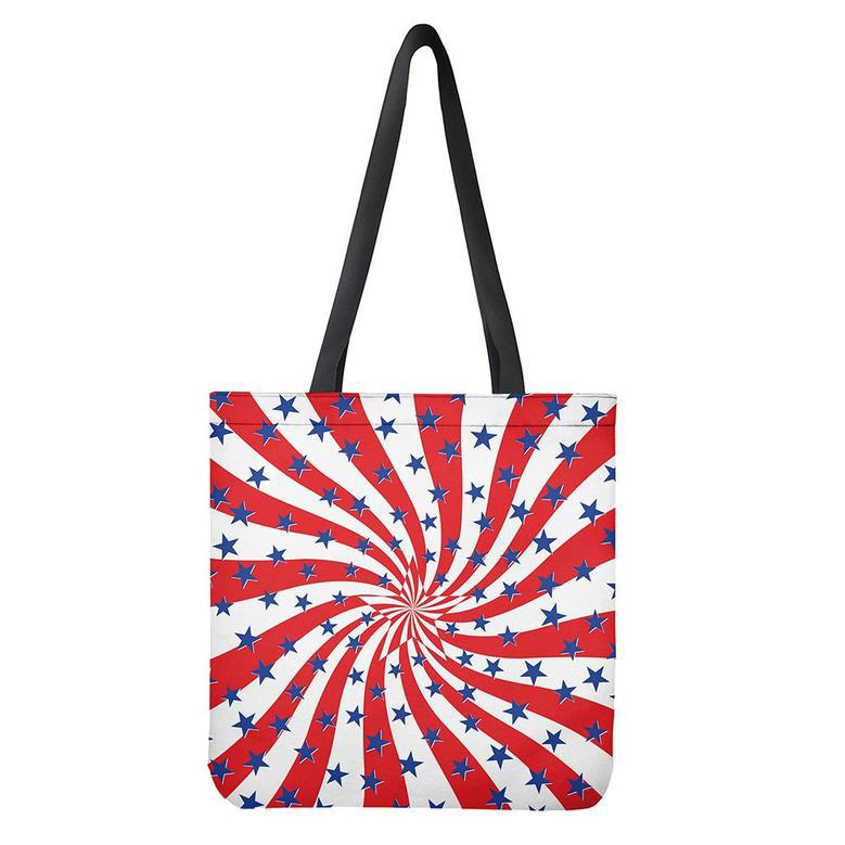 Swirl American Patriotic Star Print Tote Bag