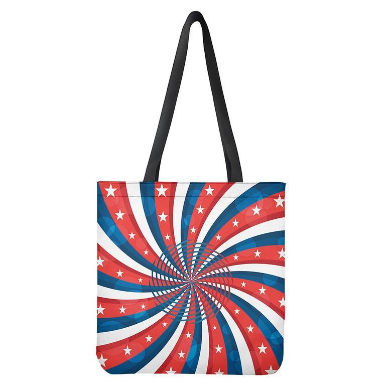 Swirly American Patriotic Print Tote Bag