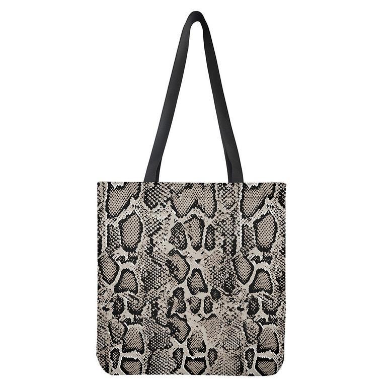 Tan And Black Snakeskin Print Tote Bag