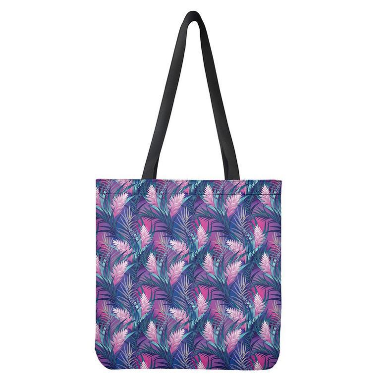 Teal And Pink Tropical Floral Print Tote Bag