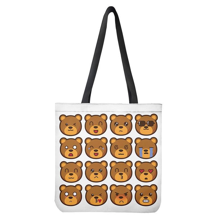 Teddy Bear Emoji Print Tote Bag