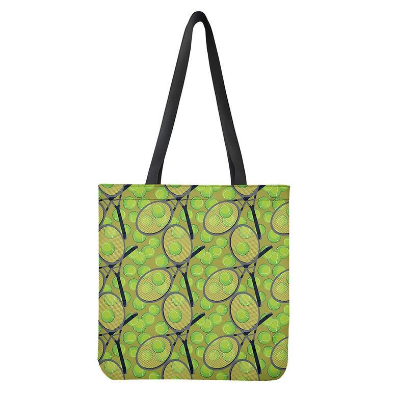 Tennis Ball And Racket Pattern Print Tote Bag