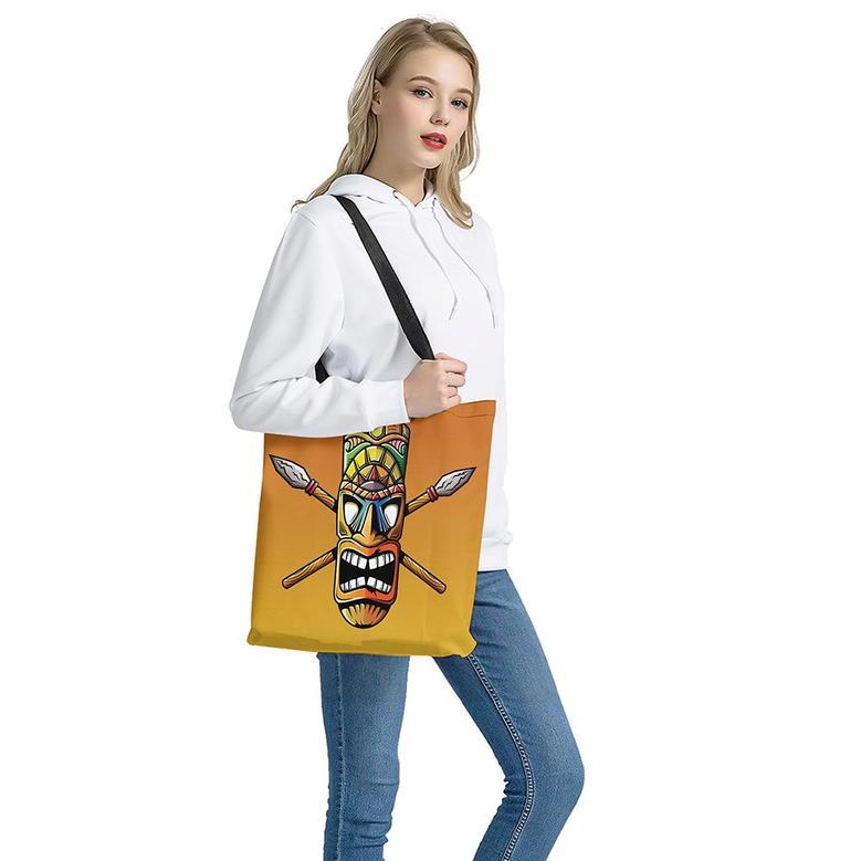 Tiki Totem Print Tote Bag