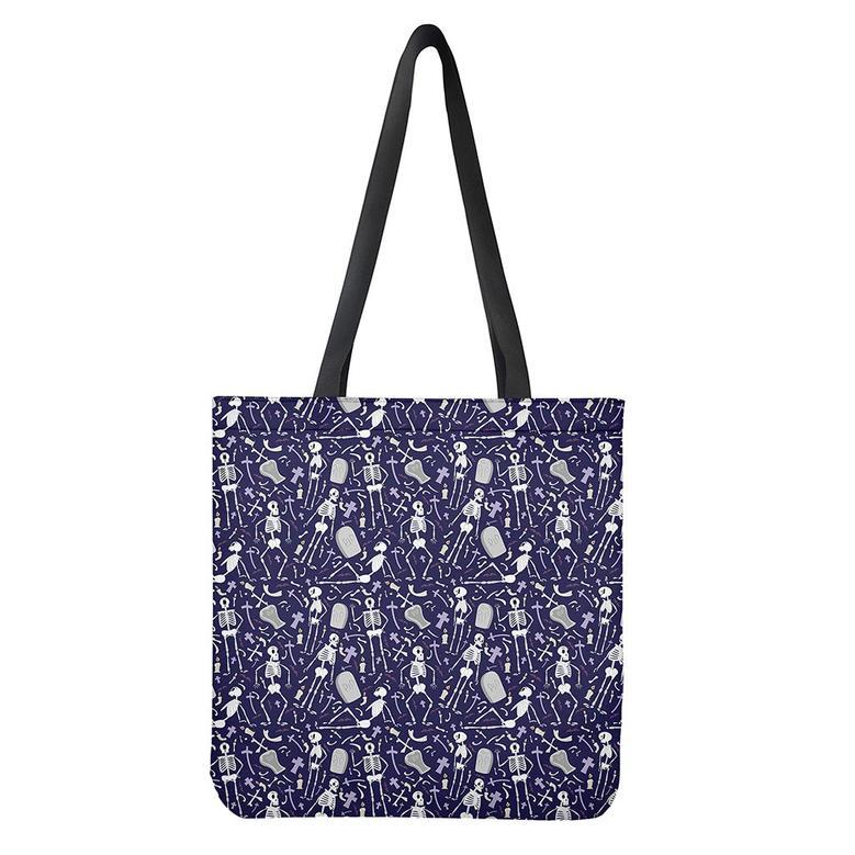 Tomb And Skeleton Pattern Print Tote Bag