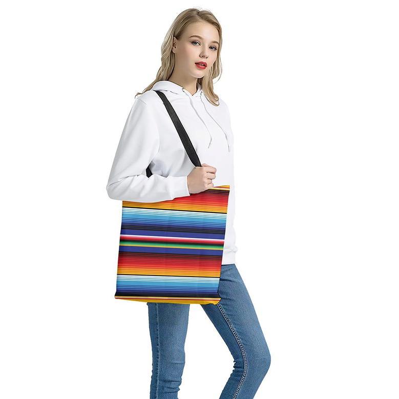 Tribal Mexican Serape Pattern Print Tote Bag