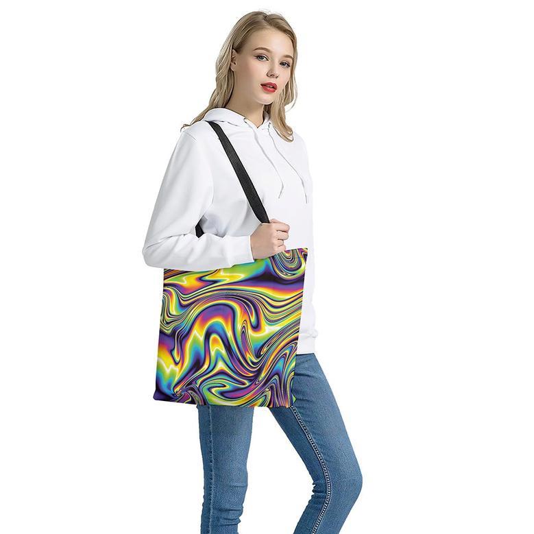 Trippy Rave Print Tote Bag