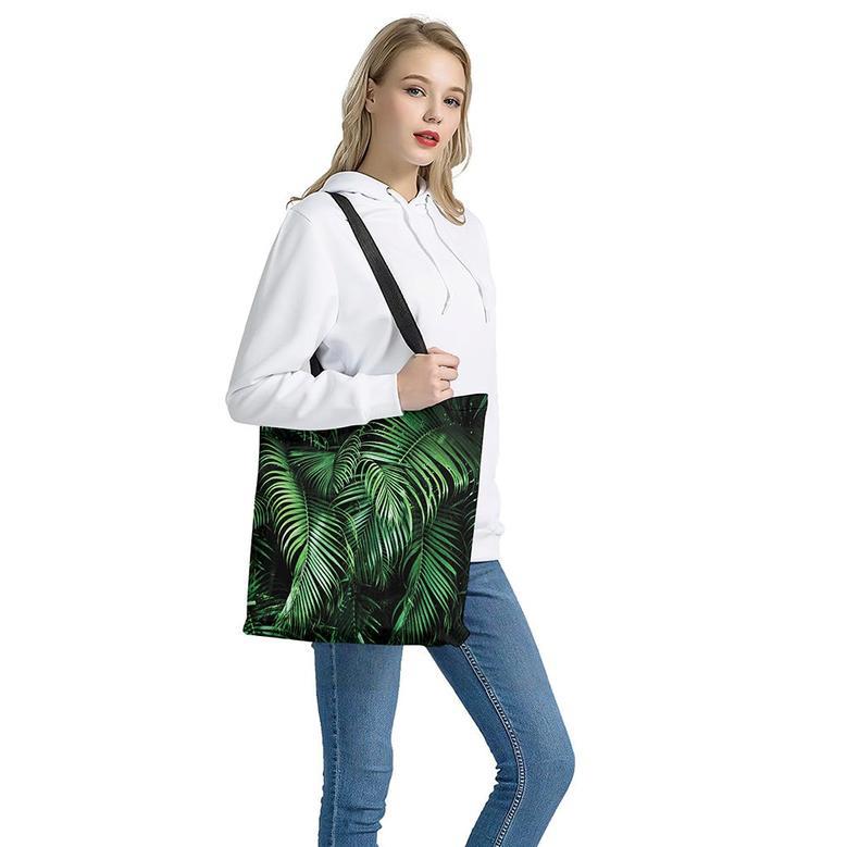 Tropical Palm Leaf Print Tote Bag