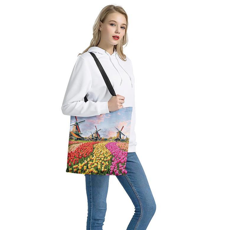 Tulip Field Print Tote Bag