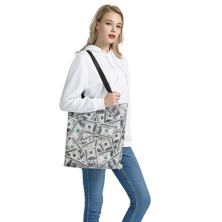 Us Dollar Pattern Print Tote Bag