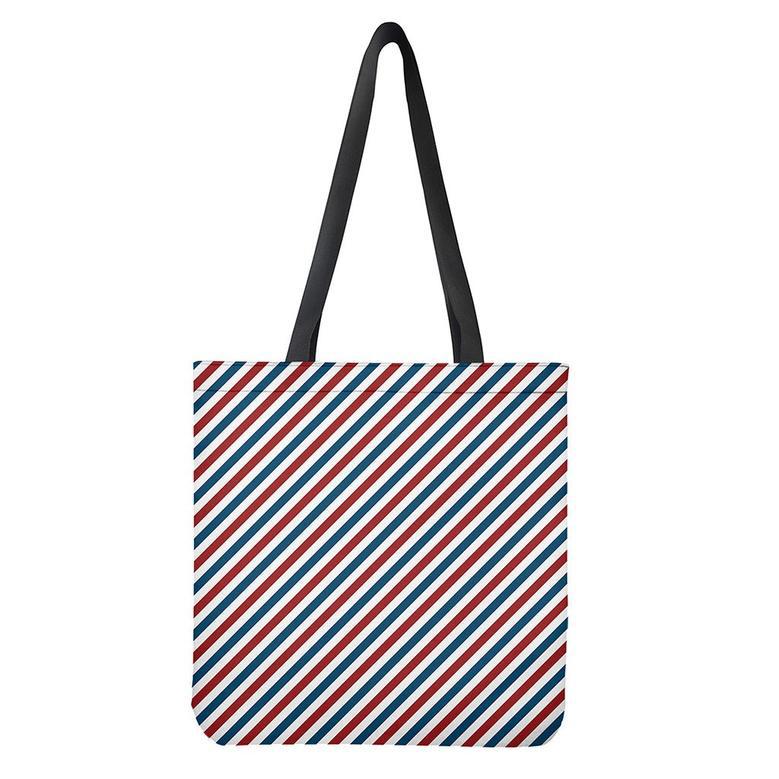 Usa Patriotic Striped Pattern Print Tote Bag