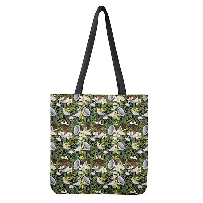 Vanilla Flower And Coconut Pattern Print Tote Bag