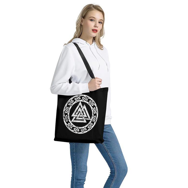 Viking Valhalla Symbol Print Tote Bag