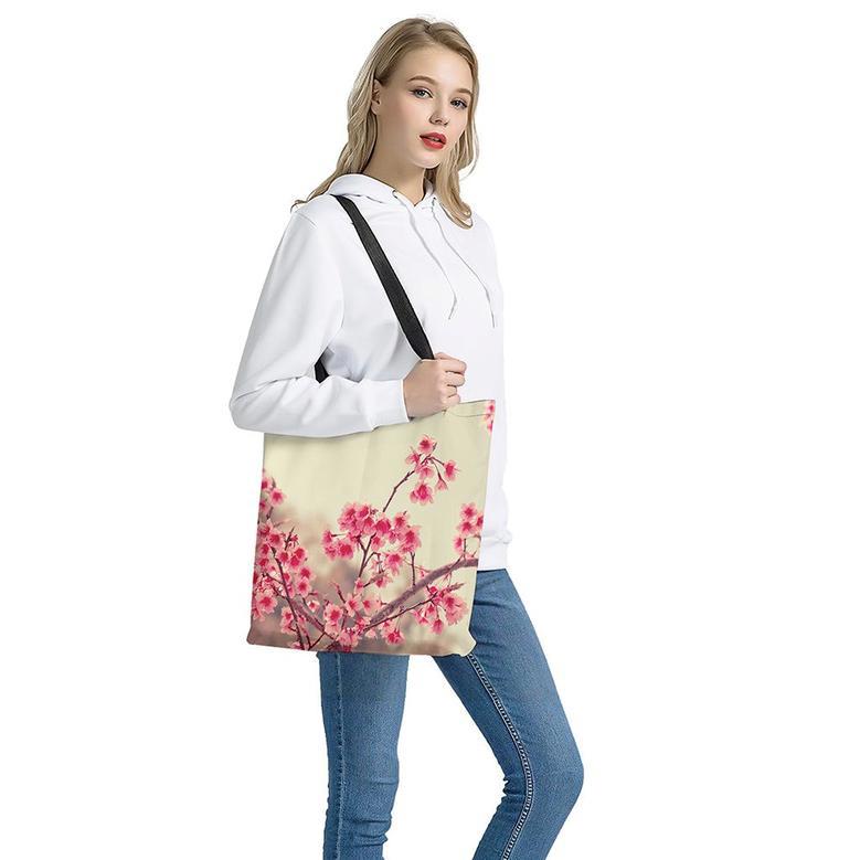 Vintage Cherry Blossom Print Tote Bag