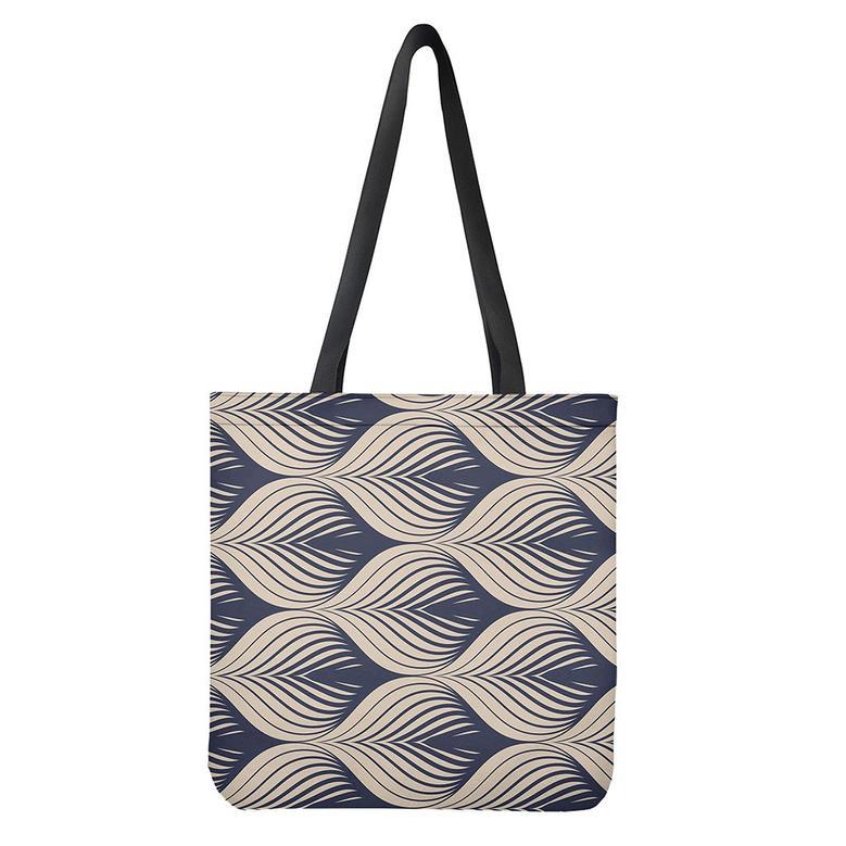 Vintage Geometric Leaf Pattern Print Tote Bag