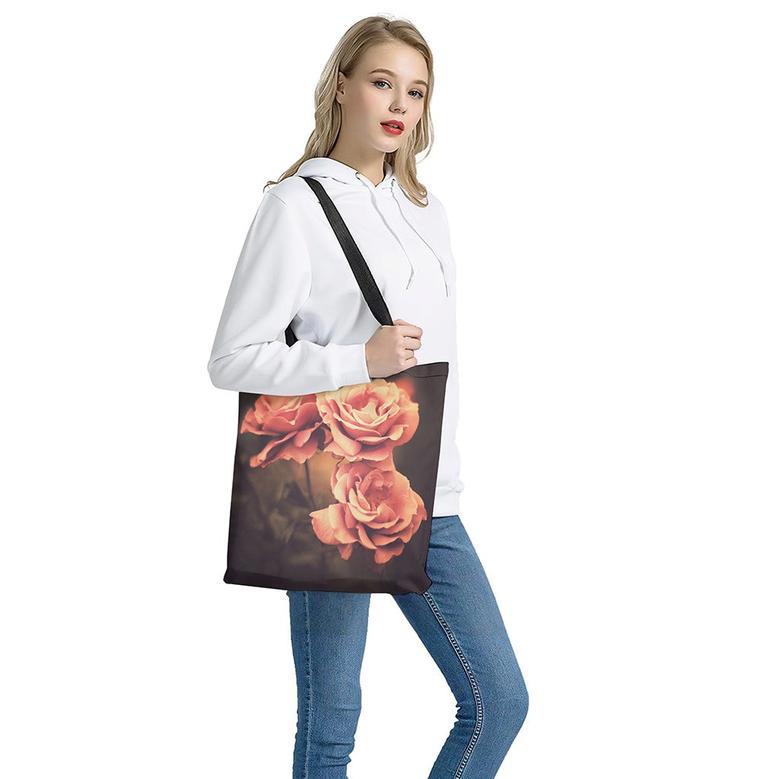 Vintage Rose Print Tote Bag