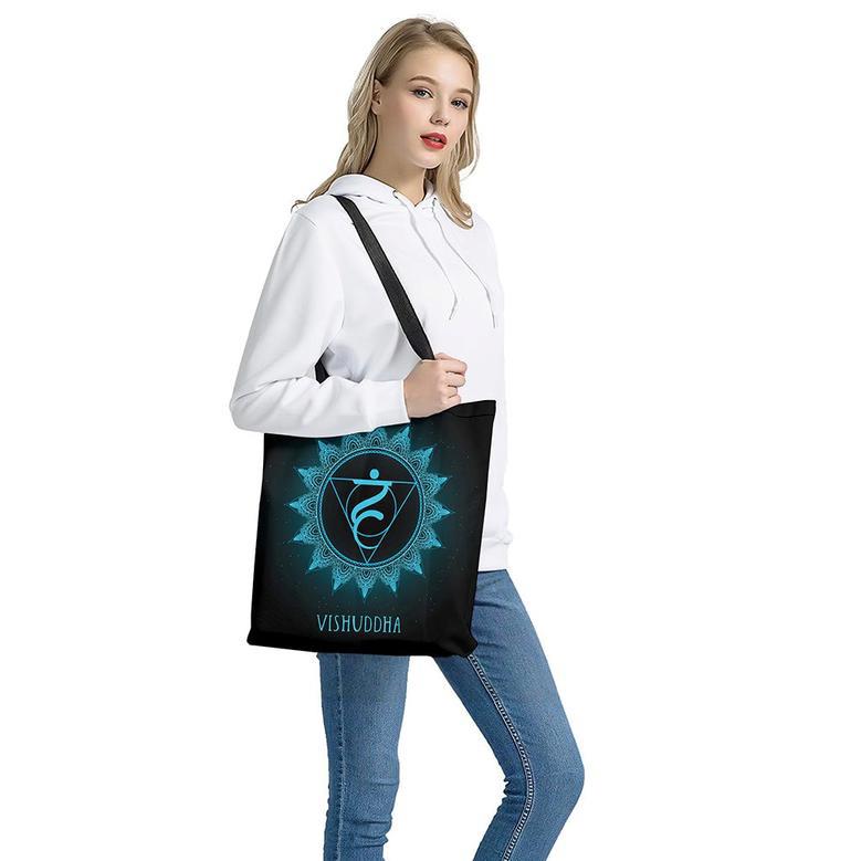 Vishuddha Chakra Symbol Print Tote Bag