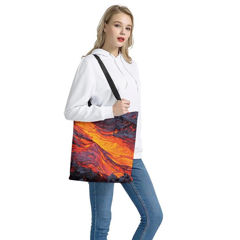 Volcano Lava Print Tote Bag