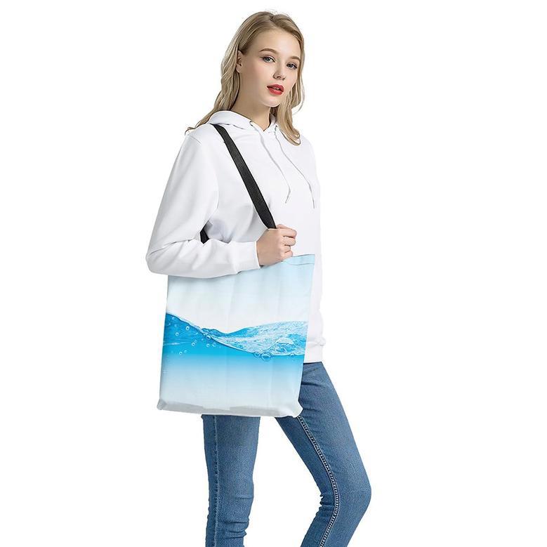 Water Wave Print Tote Bag