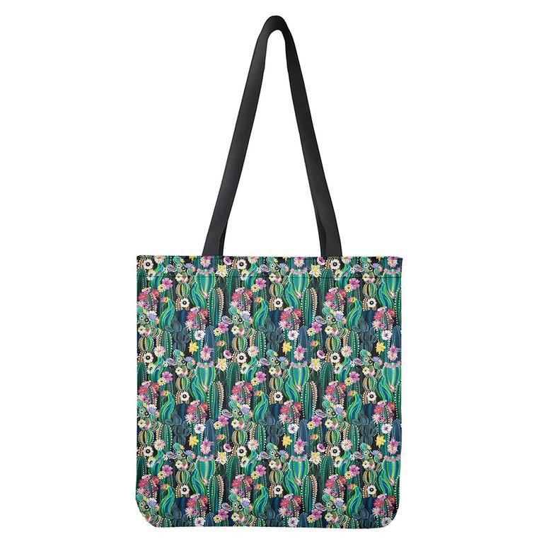 Watercolor Blooming Cactus Print Tote Bag