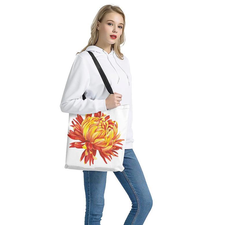 Watercolor Chrysanthemum Print Tote Bag