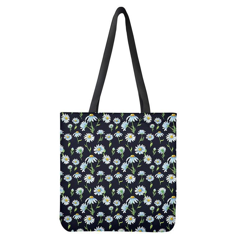 Watercolor Daisy Floral Pattern Print Tote Bag