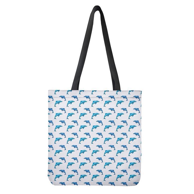 Watercolor Dolphin Pattern Print Tote Bag