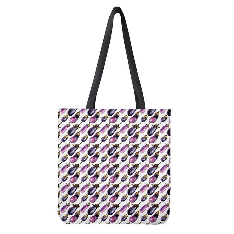 Watercolor Eggplant Pattern Print Tote Bag