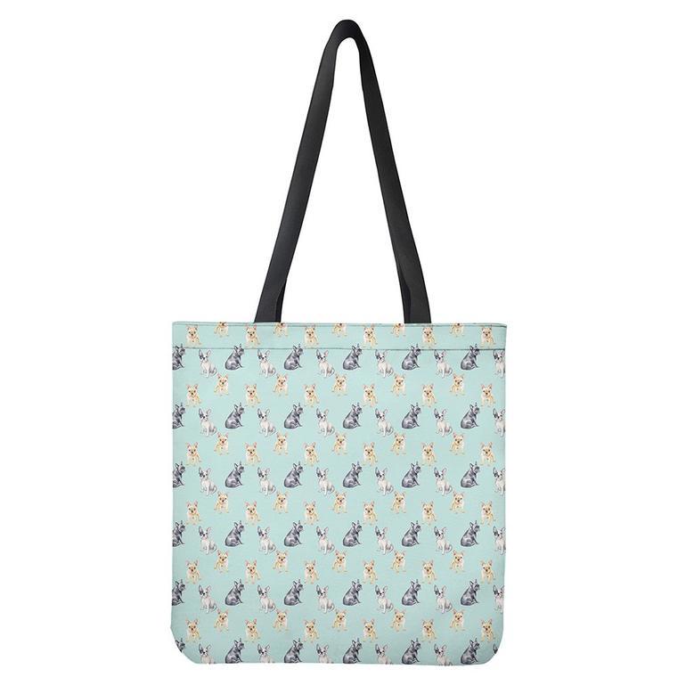 Watercolor French Bulldog Pattern Print Tote Bag