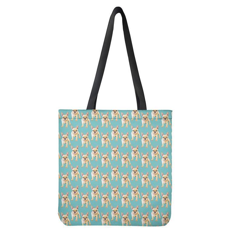 Watercolor French Bulldog Puppy Print Tote Bag