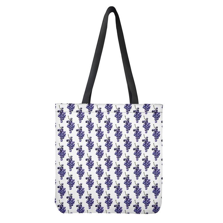 Watercolor Grape Pattern Print Tote Bag