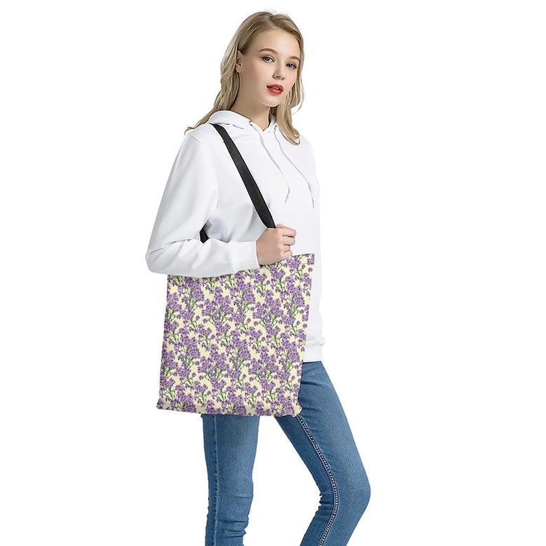 Watercolor Lavender Pattern Print Tote Bag