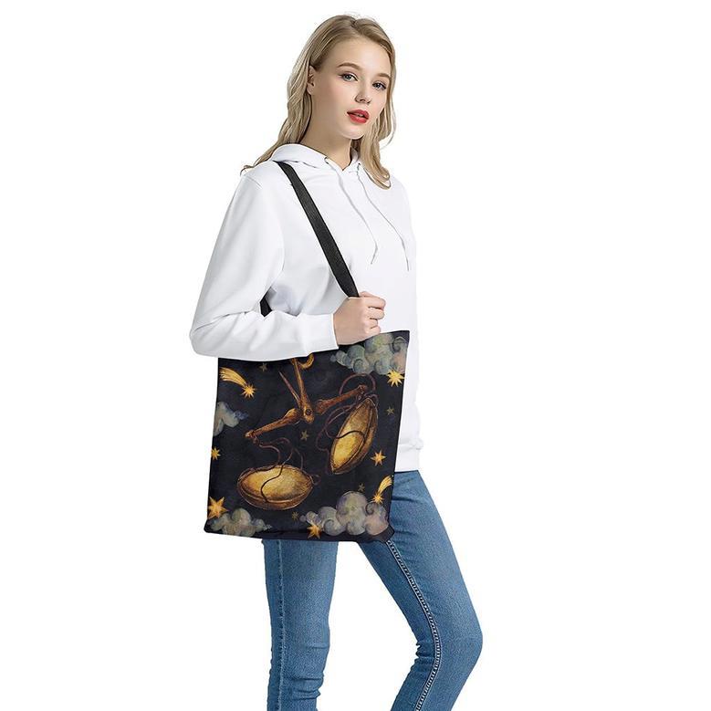 Watercolor Libra Zodiac Sign Print Tote Bag