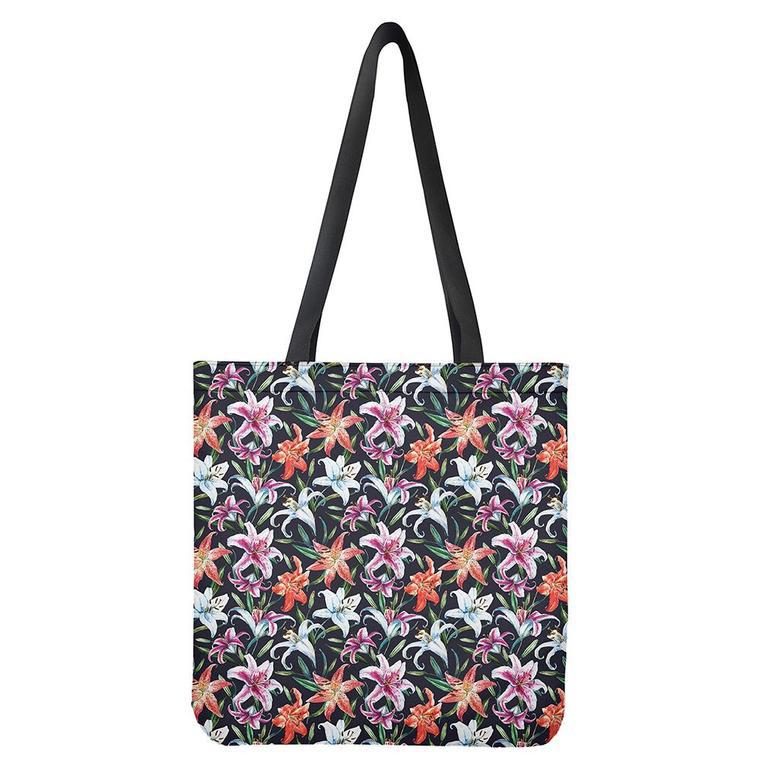 Watercolor Lily Flowers Pattern Print Tote Bag