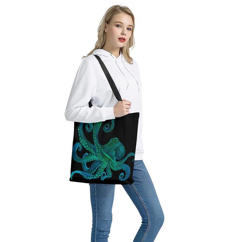 Watercolor Octopus Print Tote Bag