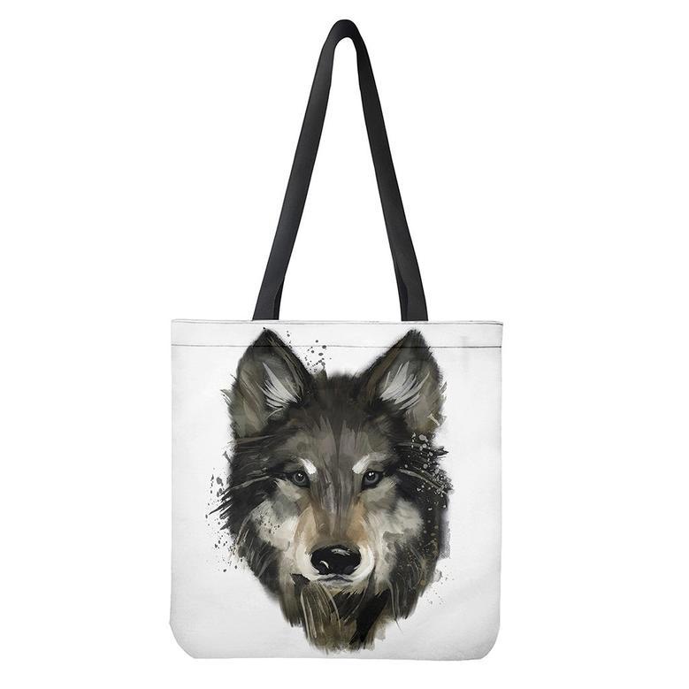 Watercolor Painting Wolf Print Tote Bag