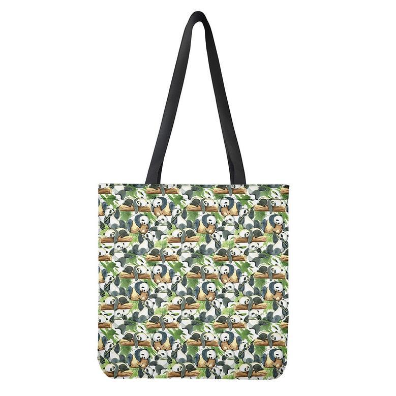 Watercolor Panda Bear Pattern Print Tote Bag