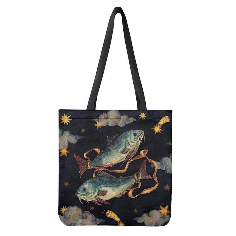 Watercolor Pisces Zodiac Sign Print Tote Bag