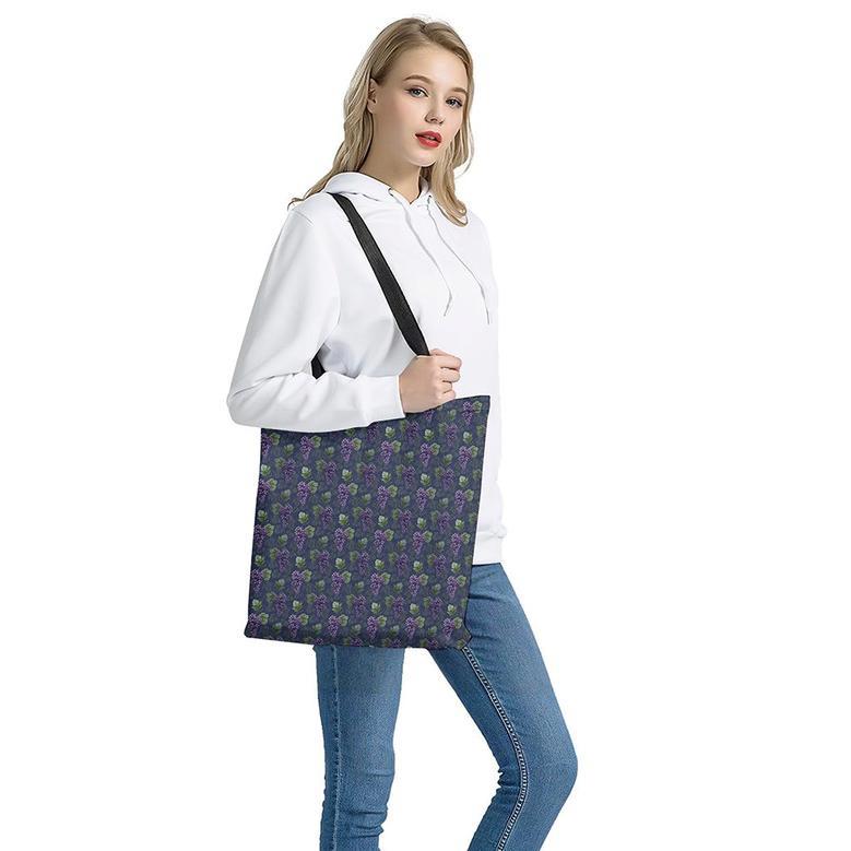 Watercolor Purple Grapes Pattern Print Tote Bag