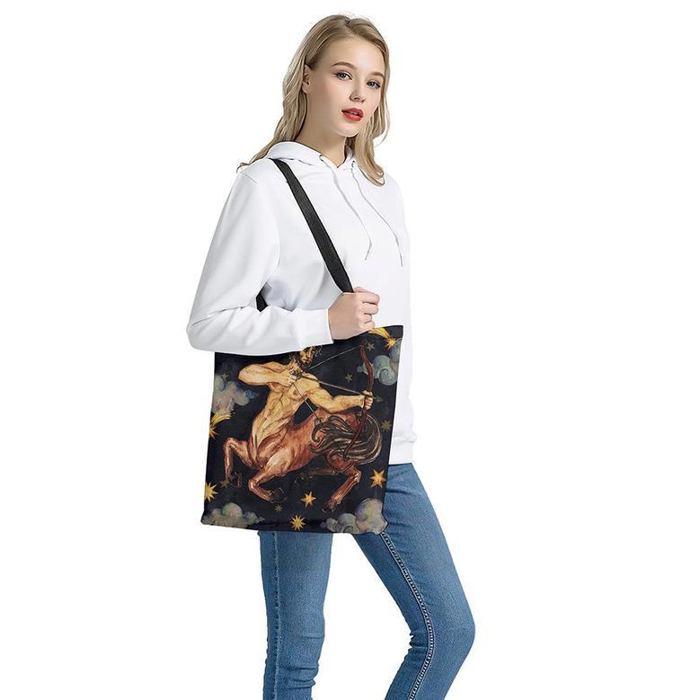 Watercolor Sagittarius Zodiac Sign Print Tote Bag